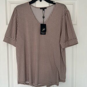Adrianna Papell V-Neck Short Puff Sleeve Top NWT